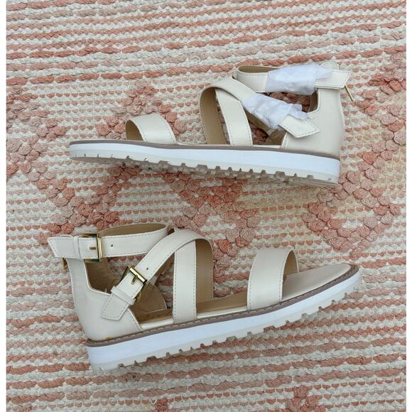 Revel Shoes - White and Cream Revel Strappy Sandals 6.5
